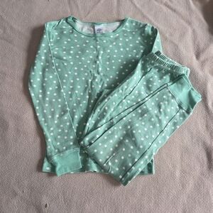 Mini Boden Girls' Mint Polka Dot Pajama Set - Soft Long Sleeve Top & Pants